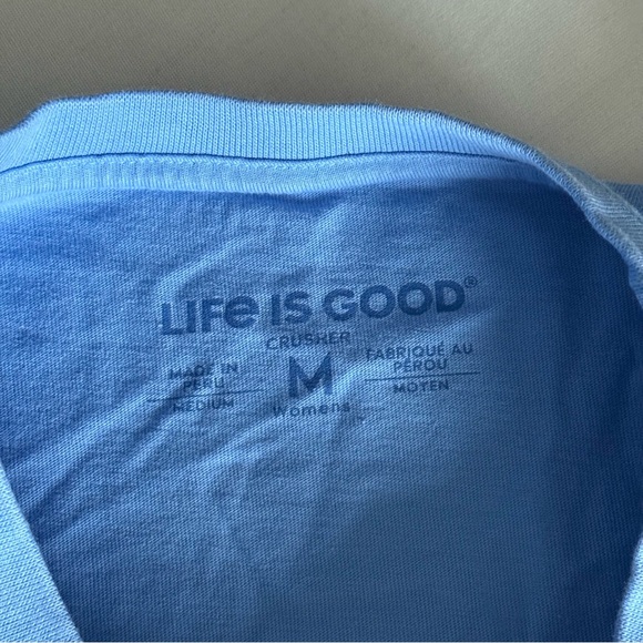 Life Is Good Crusher T-Shirt Falling Gnome Leaves Long Sleeve Womens Medium Blue - Picture 10 of 14